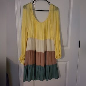 Colorblock Long Sleeve Dress